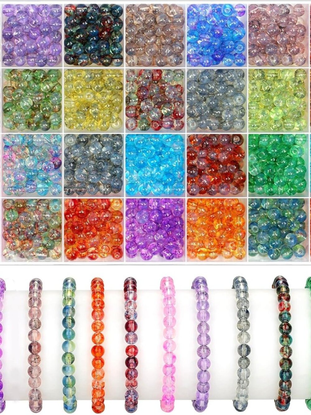 BRAND NEW 1400 Pieces 6mm Round Glass Beads for Bracelets